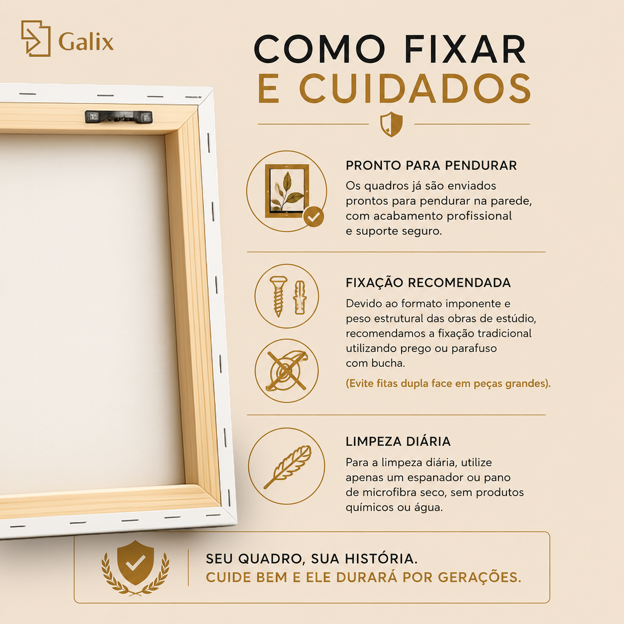 Como Fixar e Limpar seu Quadro